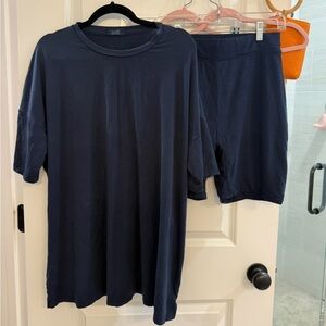 NUUDS navy biker short set size large